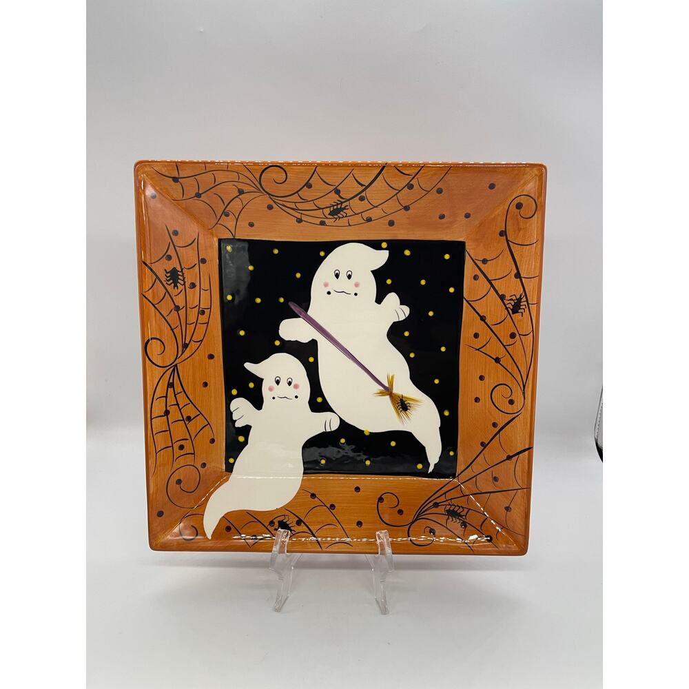 Ghost Gatesware Halloween Ghosts Plate Platter Laurie Gates 11.75"